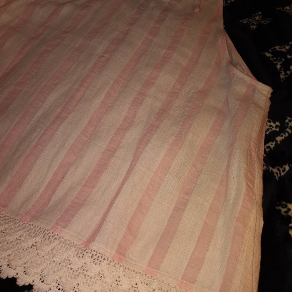 Large Listicle Baby Pink & White Striped Tank Top With Lace Deatailing - Picture 11 of 13
